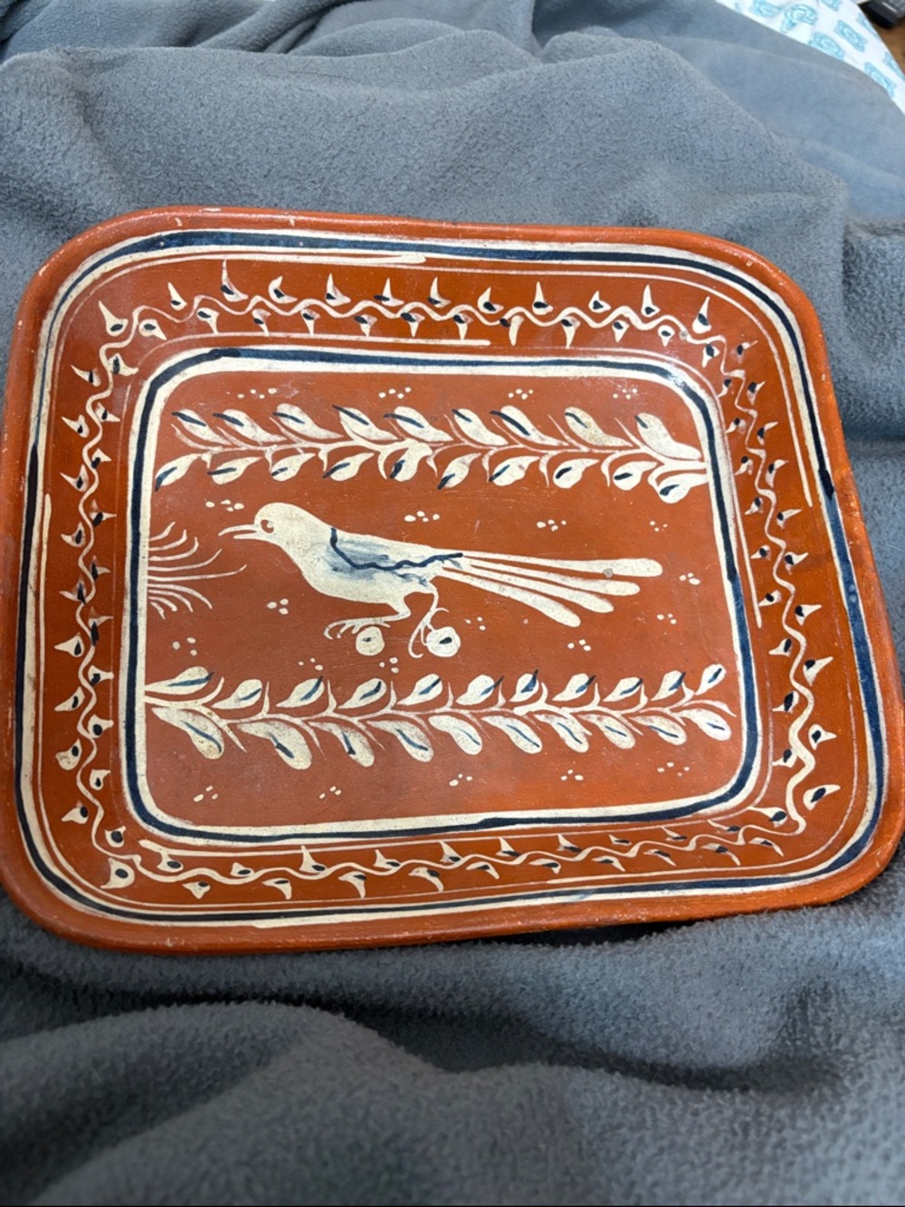 Vintage Mexican Redware Pottery Tray